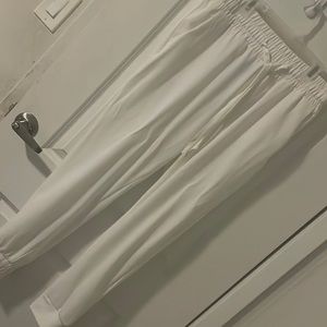White dressy drawstring track pants